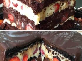 bolo de chocolate recheado com ninho e morango