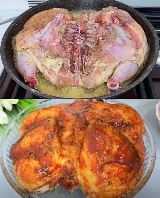 o frango inteiro de frigideira