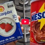 creme de leite em uma delícia de chocolate