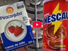 creme de leite em uma delícia de chocolate